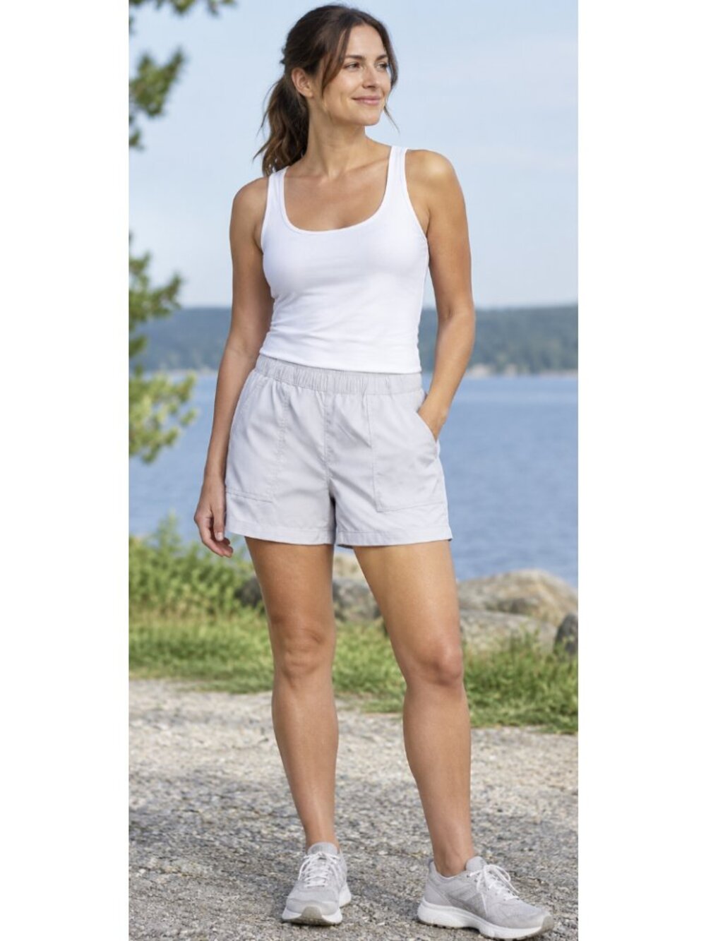 EDDIE BAUER Rainier Ripstop Shorts Chalk Large Pull One Outdoor Gorpcore Hiking